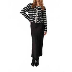 NEW JOHN + JENN henri striped cardigan in black